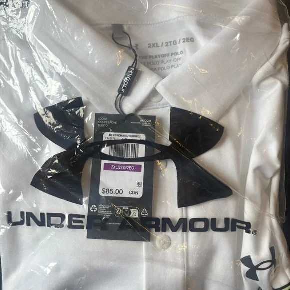 Under Armour Men's White and Black Polo Shirt - Picture 2 of 2